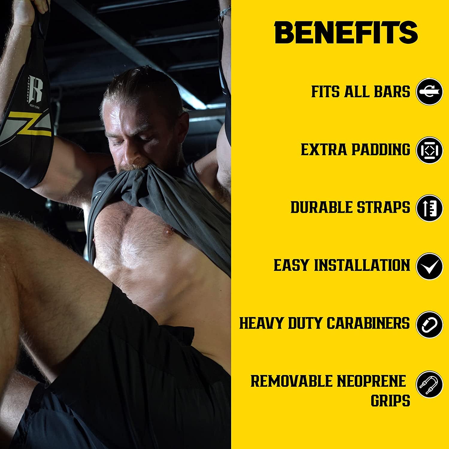 Ab Straps for Pull up Bar Attachment, Premium Hanging Ab Straps for Ab Workout, Gym Exercise Pullup Equipment for Men & Women, Fitness Arm Support for Abdominal Muscles Core Strength